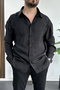 Men's Loose Modal Fabric Shirt Black Edw267