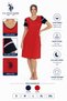 Us Polo 100% Cotton, Women's Wide V-Neck, Short Sleeve, Midi Nightgown