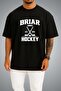 Oversize Off Campus Briar Hockey Chest Printed White Unisex T-Shirt