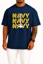 Oversize Trio Navy Anchor Chest and Back Printed Unisex T-Shirt