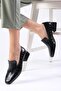 Gaia Black Color Animal Patterned Blunt Toe Women's Low Heel Shoes - 3