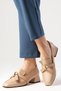 Agatha Nude Colored Bow Accessory Blunt Toe Women's Short Heeled Shoes - 6