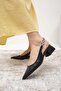 Sophie Black Color Open Back Stone Banded Women's Short Heeled Shoes - 6