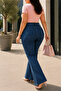 - Women's Plus Size Flared High Waist Skinny Fit Stretch Fabric Trousers C628 - 8