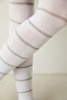 White Girl's Striped Glittery Pantyhose - 2