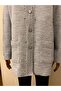 Beaded Knitwear Stylish Patterned Mother's Cardigan with Pearl Detail / Gray - 3