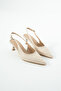 Grase Beige Matte Back Open Buckle Detail Pointed Toe Women's Shoes - 4