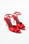 Moneya Satin Ankle Strap Detail Women's Thin Heel Shoes - 4