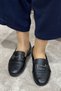 Genuine Leather Ballerinas with Buckle Detail - 2
