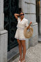 Ecru lace trim blazer & shorts set 10348 - 4