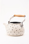 Black Cupid Enamel Black Heart Patterned Vintage Kettle - 2 Liters, Can Be Placed on the Stove, Water Heater Cream - 3
