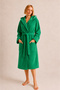 Bathrobe Men Women Unisex with Hat Green 100% Cotton