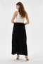 Black Italian 100% Linen Long Linen Skirt with Elastic Waist and Tassels, Sizes 38 - 44 - 3