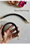 Dark Brown Leather Handle-Hose Handle Gold Color Metal for Knitted Bags