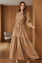 Belted Hijab Dress Mink 2247 - 2