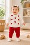 Baby Girl/Child Love Heart Embroidered Snap-Back Shoulder Baby Set 2-Piece Top and Bottom Seasonal Monthly 3-6-9-12 - 2