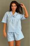 Baby Blue Women's Shirt and Shorts Set with Tie Detail Mg2864 - 4