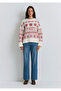 New Year's Themed Ecru Sweater Oversized / Wide Cut 1710804-70057 - 2