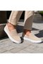 Beige Knitwear High-Sole Laceless Men's Shoes - Anti-Sweat Breathable Comfortable Casual Sports Shoes Kb 114 - 2