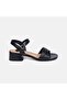 Women's Black Adjustable Buckle Thick Short Heeled Sandals - 2