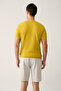 Men's Mustard Crew Neck Textured Cotton Regular Fit Knitwear T-Shirt E005027 - 4