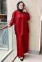 Yaka Gold Buttoned Asymmetrical Cut Tunic Trouser Set - 2