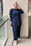 Three-Button Detailed Slit Tunic Trouser Set
