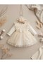 Baby Girl Mevlütlük Dress with Bandana and Lace Newborn Hospital Release Wedding Dress Evening Dress 100% Cotton Mevlitlik 4033 - 2