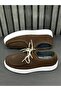 Brown Suede Leather Men's Sneakers - 3