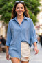 Women's Oversize Long Shirt Indigo 1001