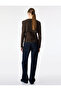 Long Sleeve Crew Neck T-Shirt with Tie and Shawl Detail - 4
