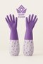 Purple 1 Pair Standard L Size Hot Dishwashing Gloves Durable Waterproof Household Gloves Water Dust Stop Cleaning - 2