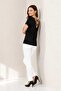 Short Sleeve V Neck Blouse with Cross Back Detail - 4