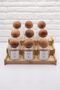 9-Piece Glass Spice Jar Set with Wooden Ball Lid & Bamboo Organizer Stand - 6