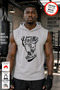 Men's Hustle Printed Gray Oversize Crew Neck Cotton Hooded Sleeveless Sports Athlete T-Shirt/Tshirt