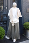 Women's Modal Cupra Elastic Waist Adjustable Lace-Up Wide Leg Loose Trousers 3207 Khaki - Special Series - 7