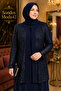 Hesna Large Size Stone Embellished Jacket Stylish Mother Evening Dress Set - 4