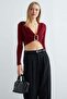 Draped Buckled Shoulder Shoulder Pad Piece Crop Blouse - 2