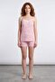 Floral and Polka Dot Patterned Suspender Shorts Pajama Set - 2