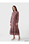 Original Oval Collar Patterned Dress