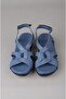 Zyn 9037 Blue Genuine Leather Women's Anatomical Sandals - 3