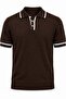 Minimal Contrast Ribbed Men's Polo Collar T-Shirt - 6