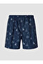 Nevavm Men's Knee Length Patterned Swim Shorts with Difference in Length - 4