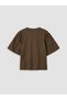 Alita City Lcw Kids Brown Oval-Necked T-Shirt for Girls with a Difference in Color - 3