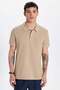 Men's Slim Fit Slim Fit 100% Cotton Beige Polo Neck T-Shirt - 2