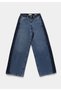 Baggy Wide Leg Fit Women's Dark Indigo Denim Jean Trousers - 7