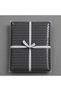 Cotton Anthracite Color Striped Satin Double King Size Bed Sheet Set - 4