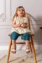 My Little One's Baby Girl Set with Floral Patterned Tunic and Denim Trousers - Cream - 3
