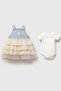 My Little One's Baby Girl Set with Denim Gilet and Lace Skirt - Baby Blue - 3