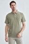 Honeycomb Fabric Snap Fastener Polo Collar T-Shirt - 4
